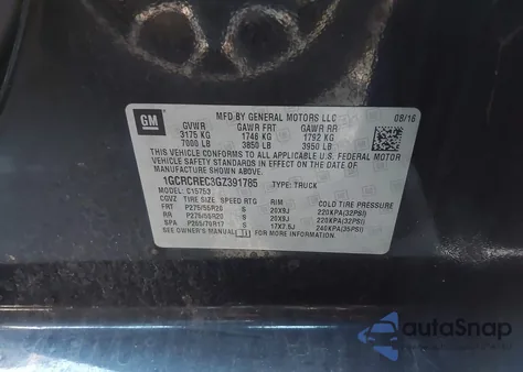 2016 Chevrolet Silverado 1500 1Lt z USA, uszkodzony, nr VIN 1GCRCREC3GZ391785